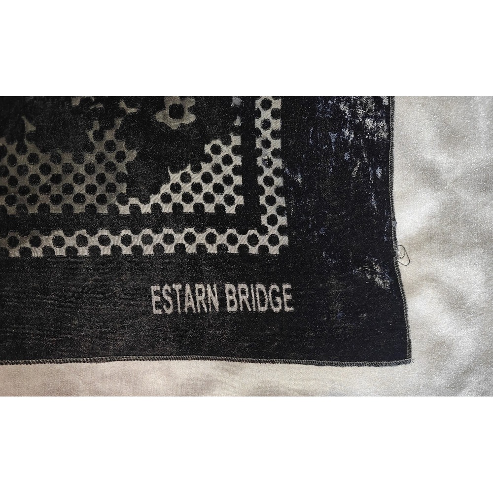 Estarn Bridge Black Velvet Devore Floral Polka Dot‎ Square Scarf Wrap goth